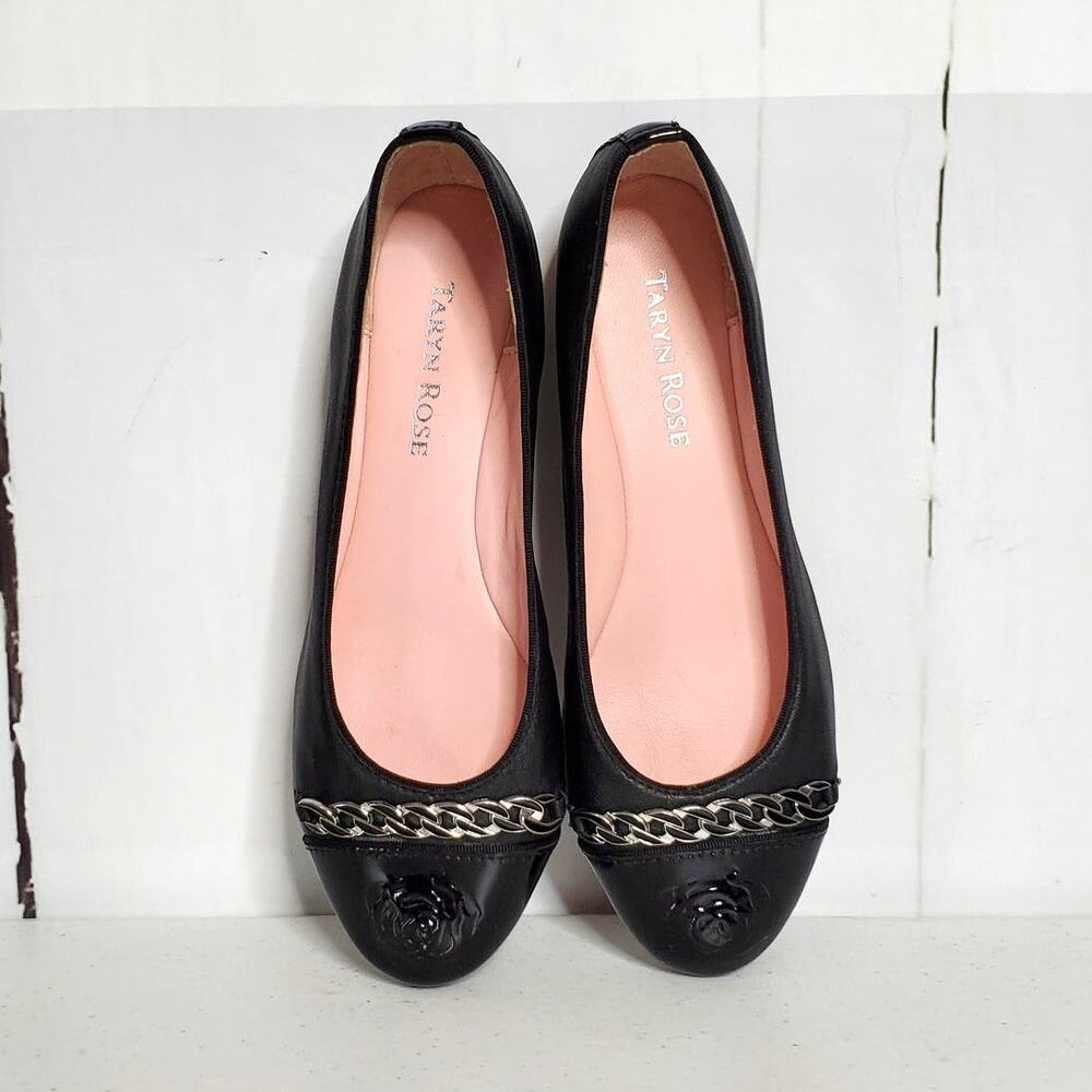 Taryn Rose Paola Soft Leather Cap Toe Ballerina Pumps 6 - Picture 7 of 11